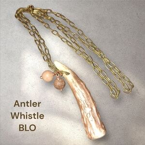 Blo Vintage Antler Whistle Necklace Gemstones Womens Self Defense
